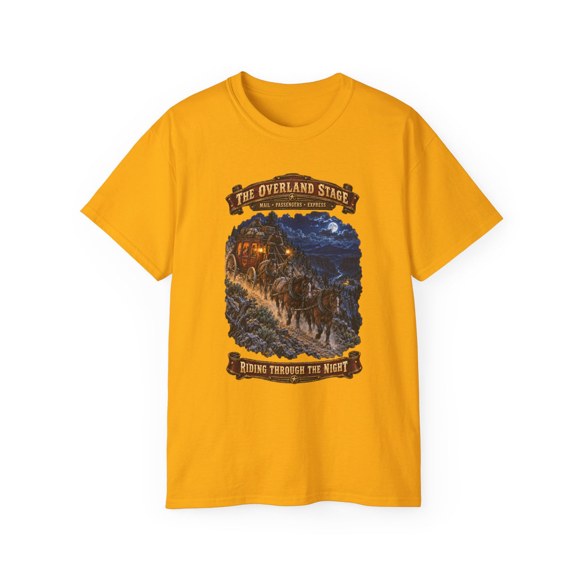 Unisex Ultra Cotton Tee - Night Ride Overland Stage - Dusty Trails - 3D - Enhanced