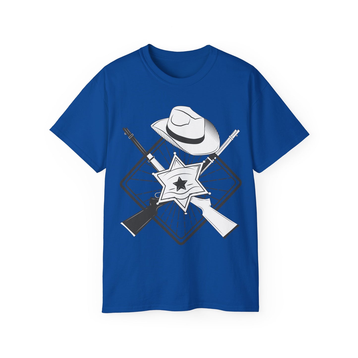 Unisex Ultra Cotton Tee - Vintage Cowboy w Rifles and Hat