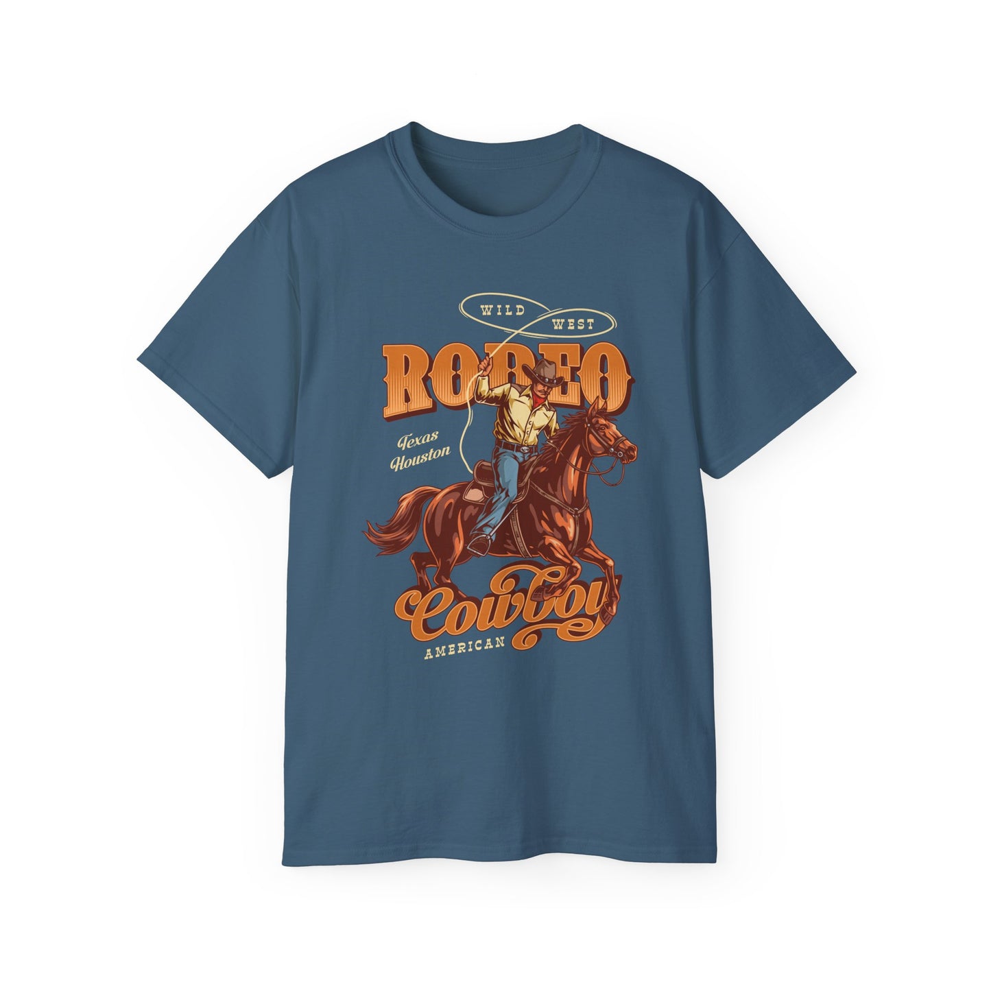 Western Rodeo Cowboy Tee - Fun Casual Shirt for Rodeo Fans, Gift for Country Lovers, Festival Outfit, Everyday Wear, Rodeo Apparel - Wild West - Houston, Texas - American Rodeo Cowboy
