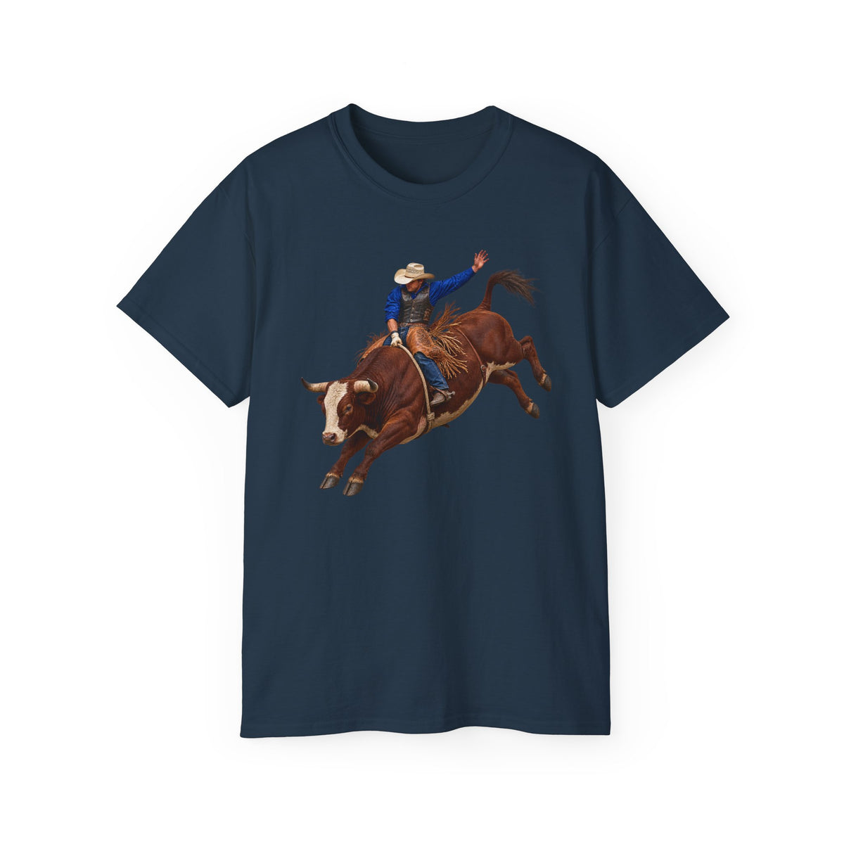 Unisex Ultra Cotton Tee - Cowboys - Bull Rider - Mid Ride - without Text - 3D Transparent