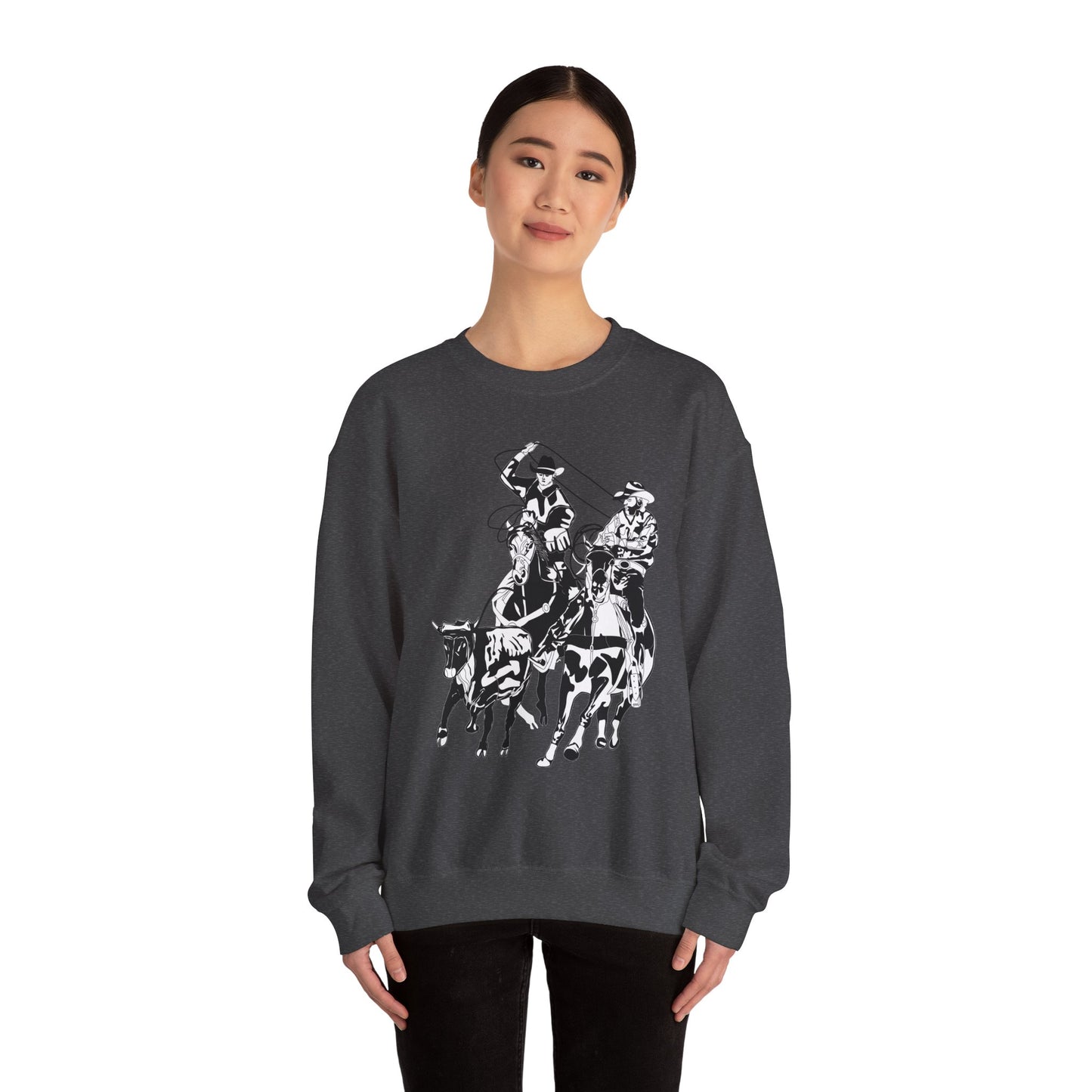 Crewneck Sweatshirt - California Rodeo - Salinas Team Roping - BW