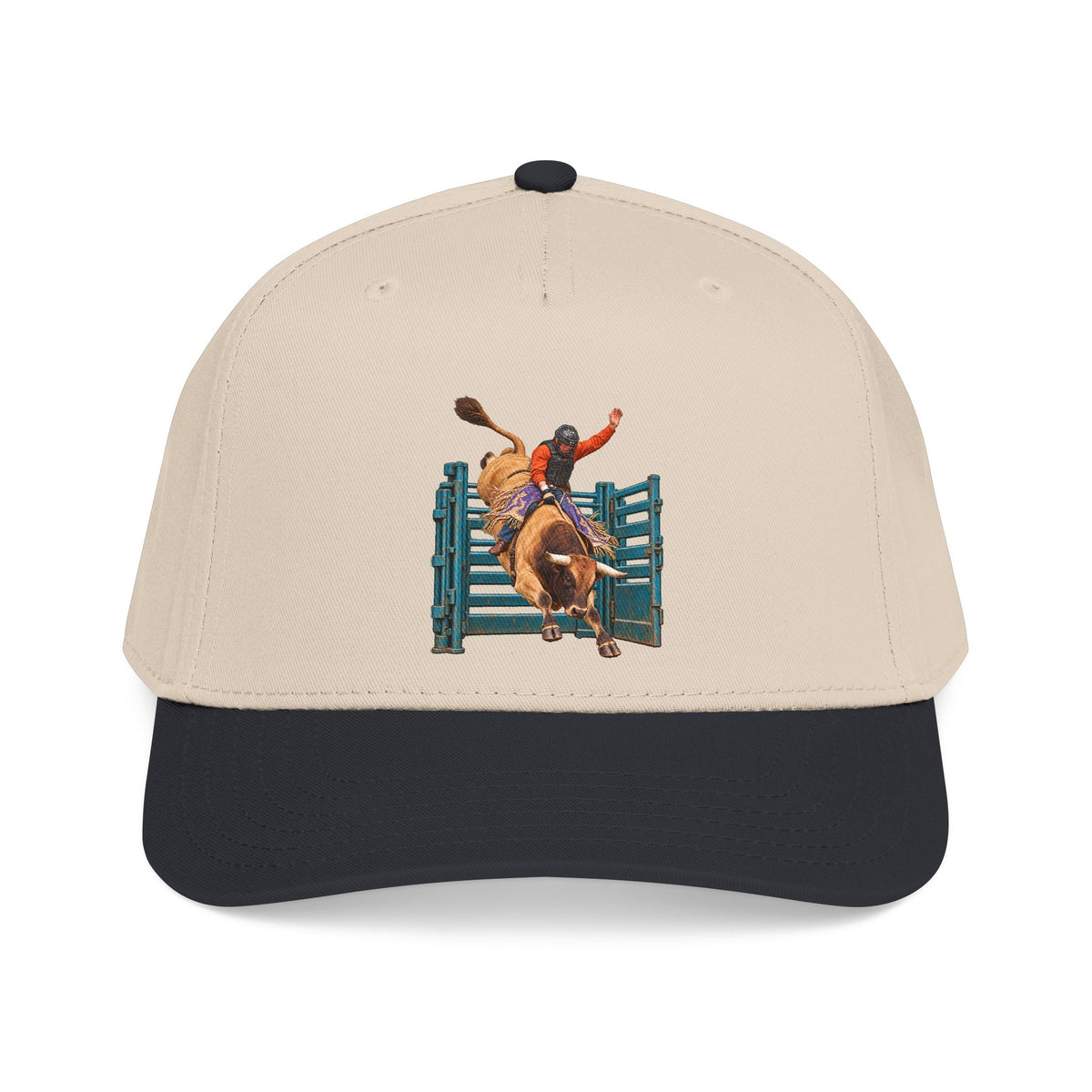 Mid Profile Baseball Cap — Cowboys - Bull Rider - Out of the Chute - without Text - 3D Transparent