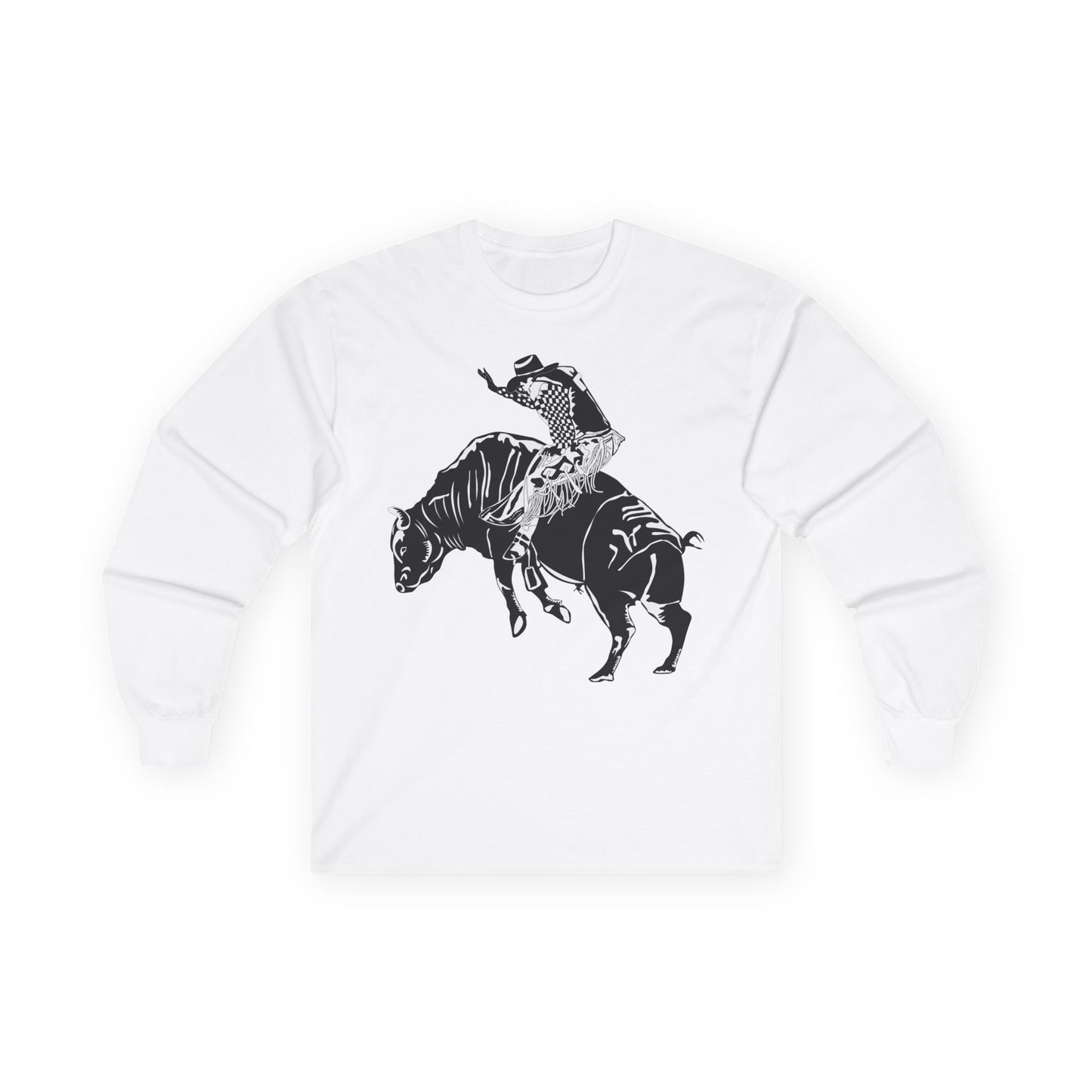 Unisex Ultra Cotton Long Sleeve Tee - Cowboy - Bull Rider - BW
