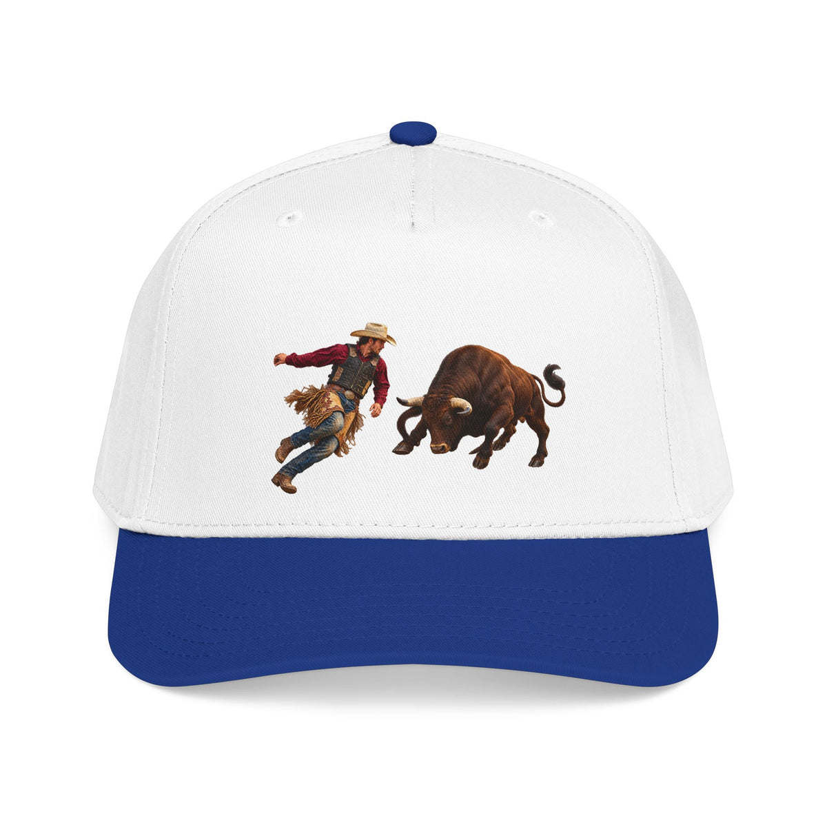 Mid Profile Baseball Cap — Cowboys - Cowboy and Bull - Color - 3D Transparent