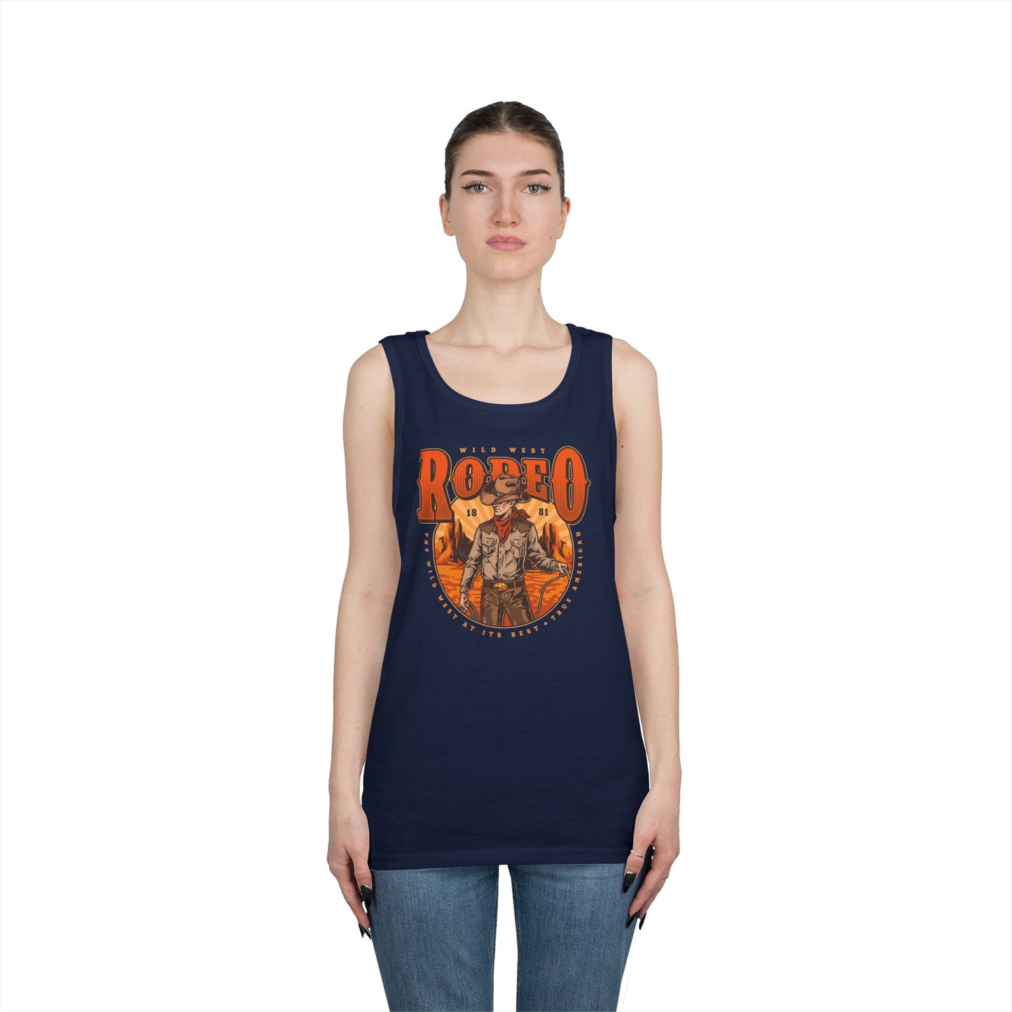 Unisex Heavy Cotton Tank Top - Wild West Rodeo - True American - The Wild West At Its Best