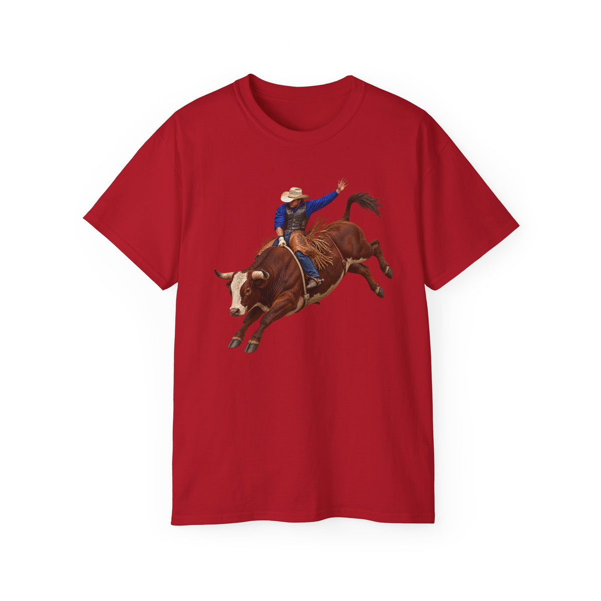 Unisex Ultra Cotton Tee - Cowboys - Bull Rider - Mid Ride - without Text - 3D Transparent