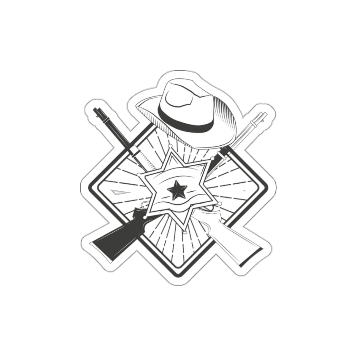 Die-cut stickers - Vintage Cowboy w Rifles and Hat