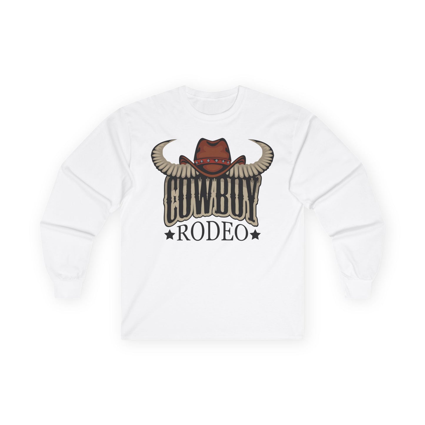 Unisex Ultra Cotton Long Sleeve Tee - Cowboy Rodeo - Horn