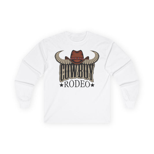 Unisex Ultra Cotton Long Sleeve Tee - Cowboy Rodeo - Horn
