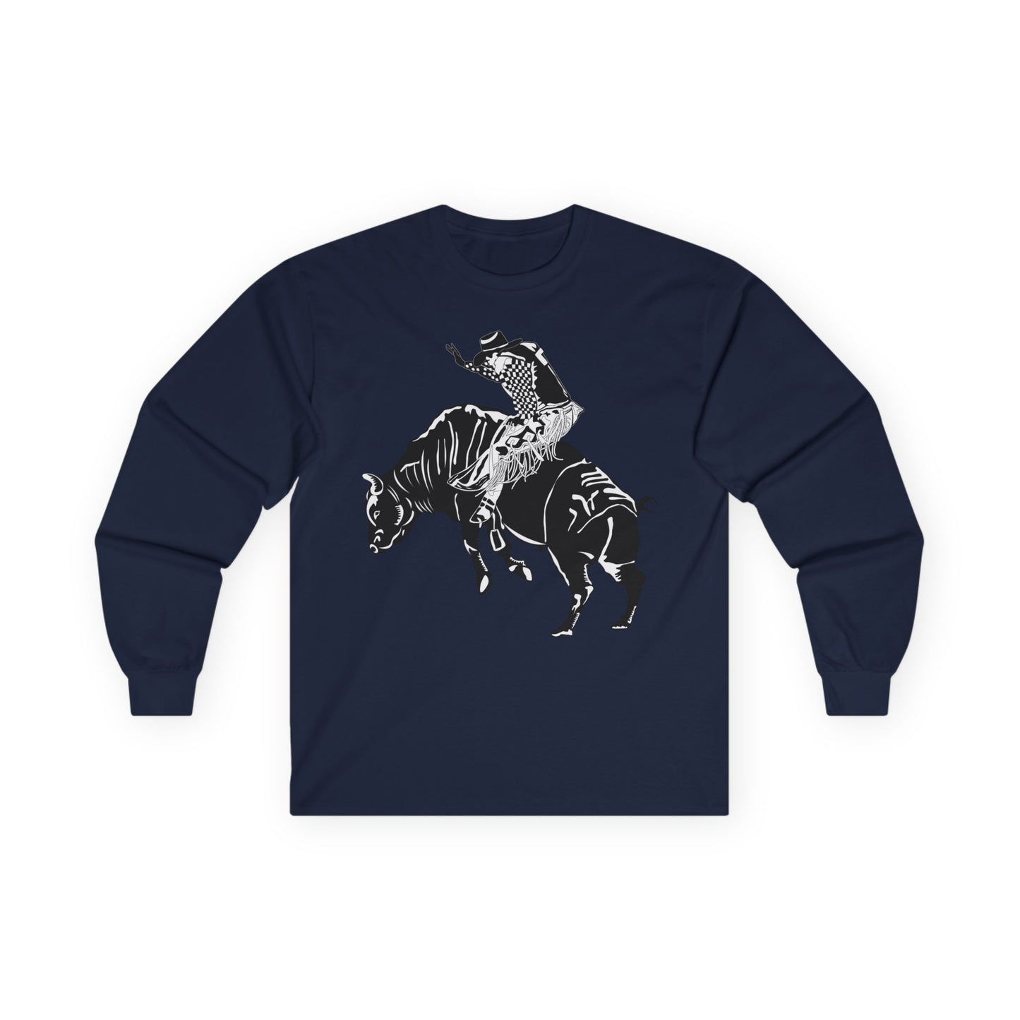 Unisex Ultra Cotton Long Sleeve Tee - Cowboy - Bull Rider - BW