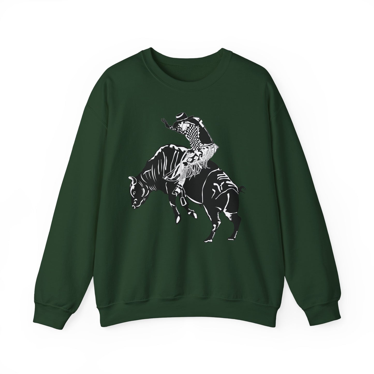 Crewneck Sweatshirt - Cowboy - Bull Rider - BW