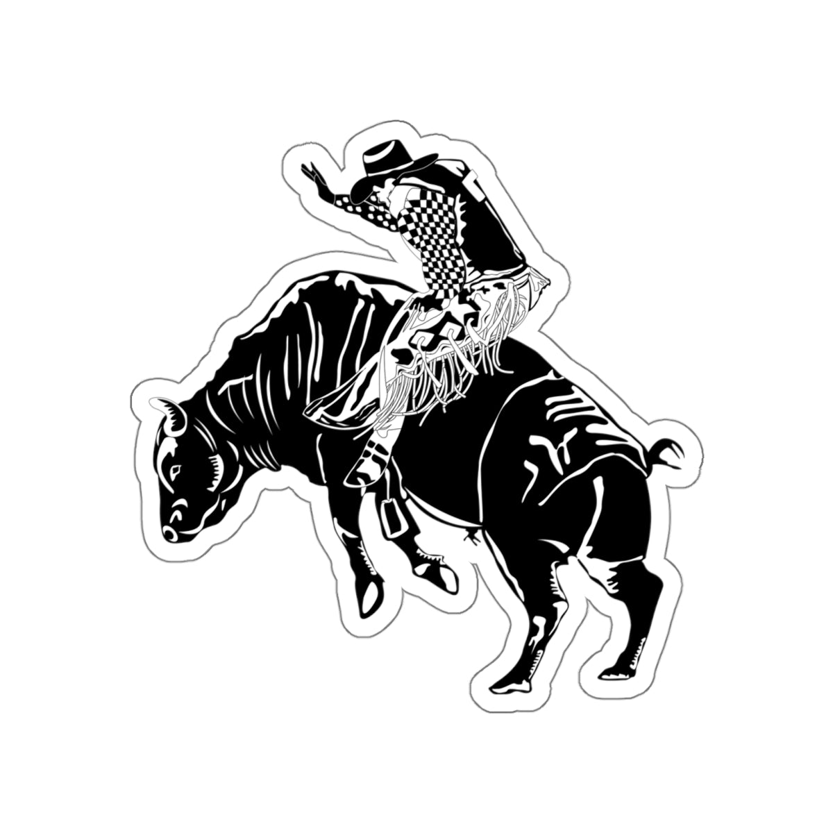 Die-cut stickers - Cowboy - Bull Rider - BW