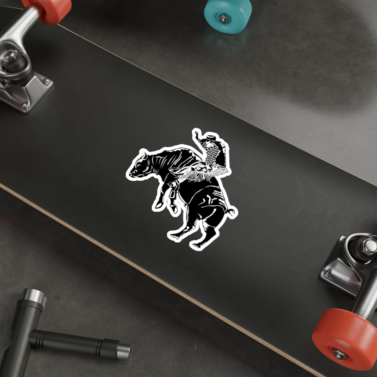 Die-cut stickers - Cowboy - Bull Rider - BW