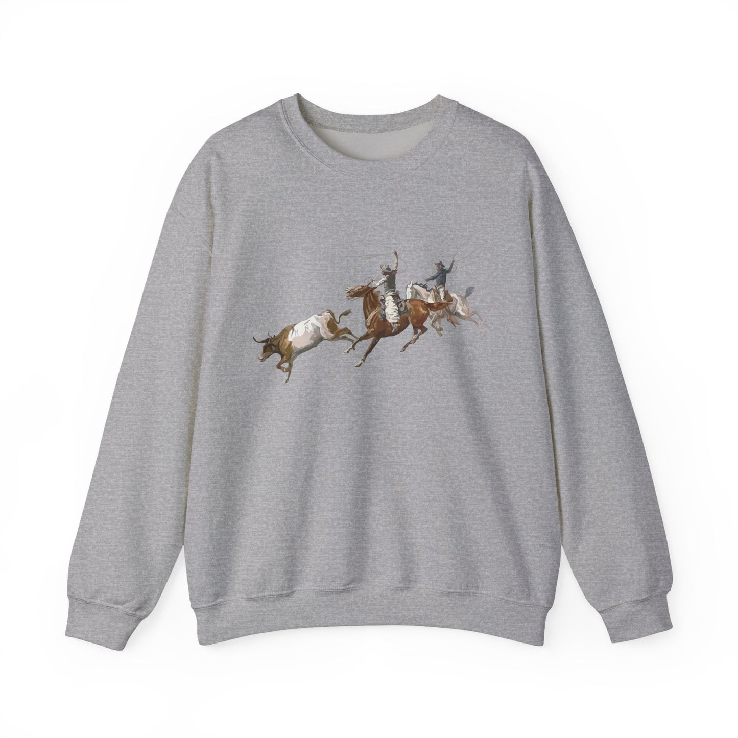 Crewneck Sweatshirt - 2 Cowboys Roping 1 Longhorn X 300