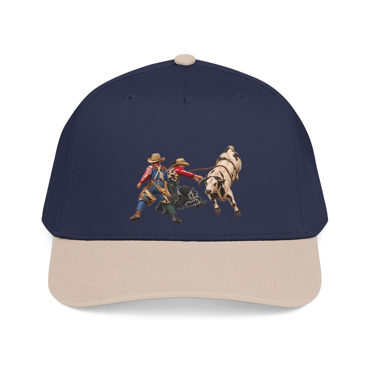 Mid Profile Baseball Cap — Cowboys - Clowns and Bull - without Text - 3D Transparent