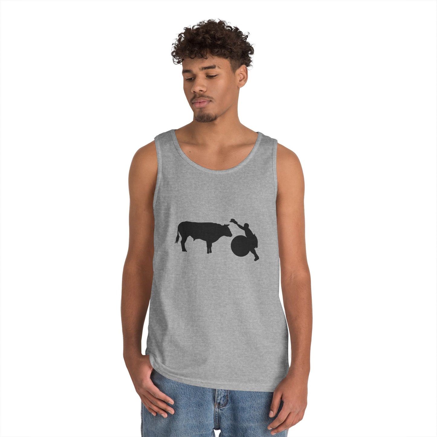 Unisex Heavy Cotton Tank Top - Clown and Bull - Silhouette - V2