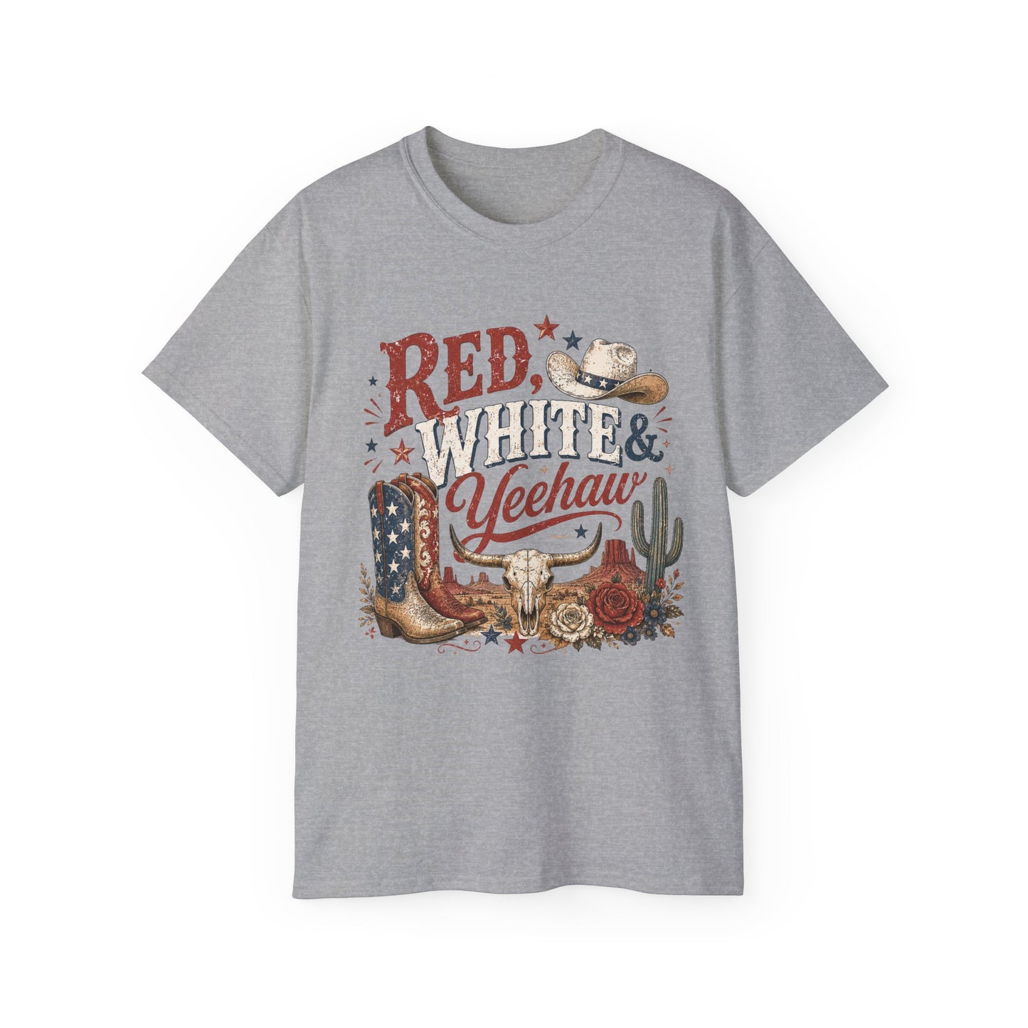 T-Shirt - Red, white & yeehaw in the desert