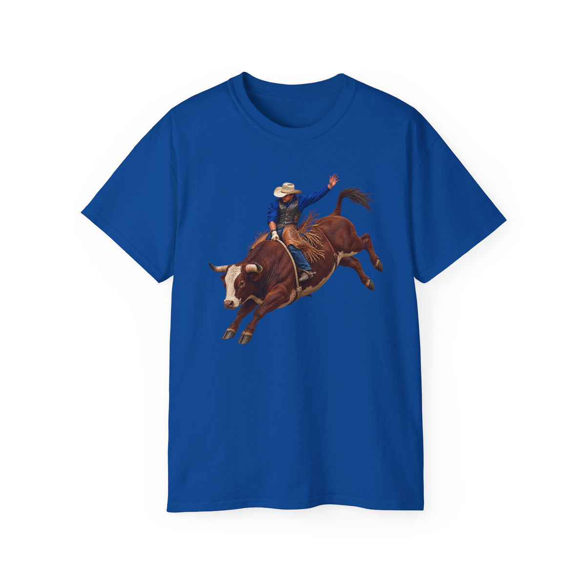 Unisex Ultra Cotton Tee - Cowboys - Bull Rider - Mid Ride - without Text - 3D Transparent