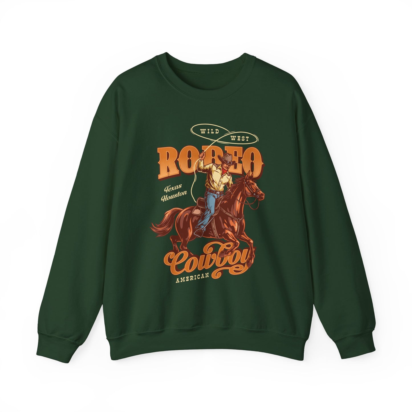 Crewneck Sweatshirt - Wild West - Houston, Texas - American Rodeo Cowboy
