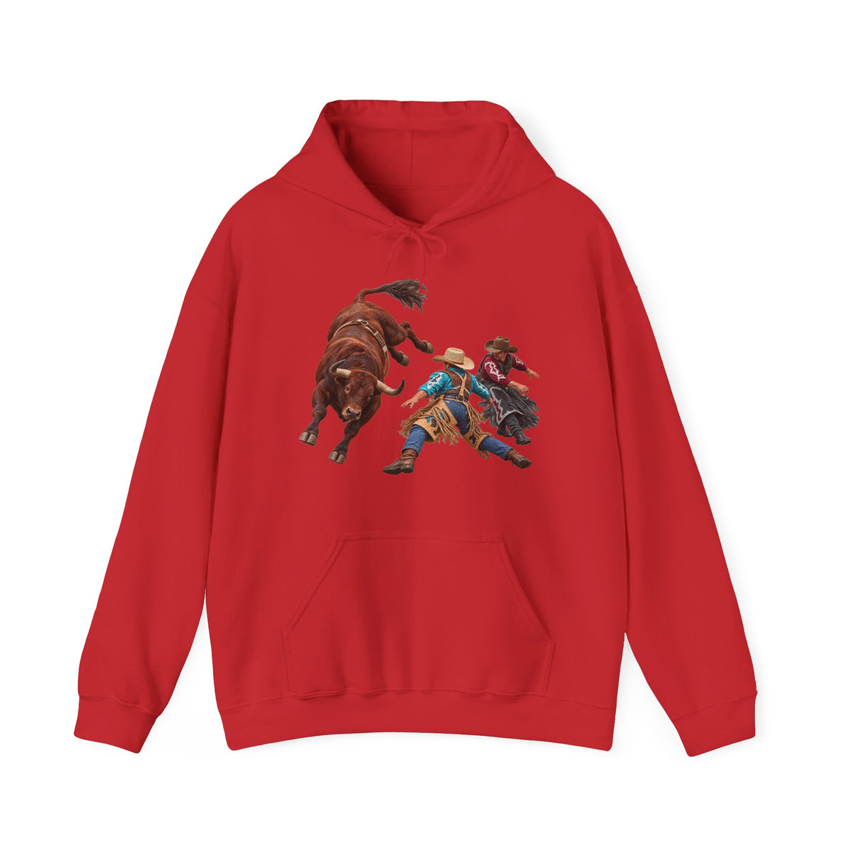 Hoodie — Cowboys - Clowns and Brown Bull - without Text - 3D Transparent