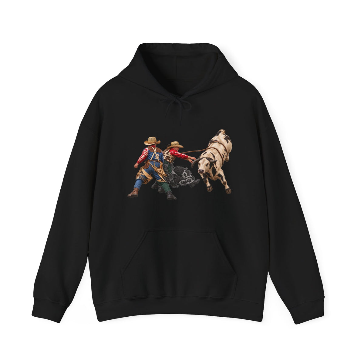 Hoodie — Cowboys - Clowns and Bull - without Text - 3D Transparent