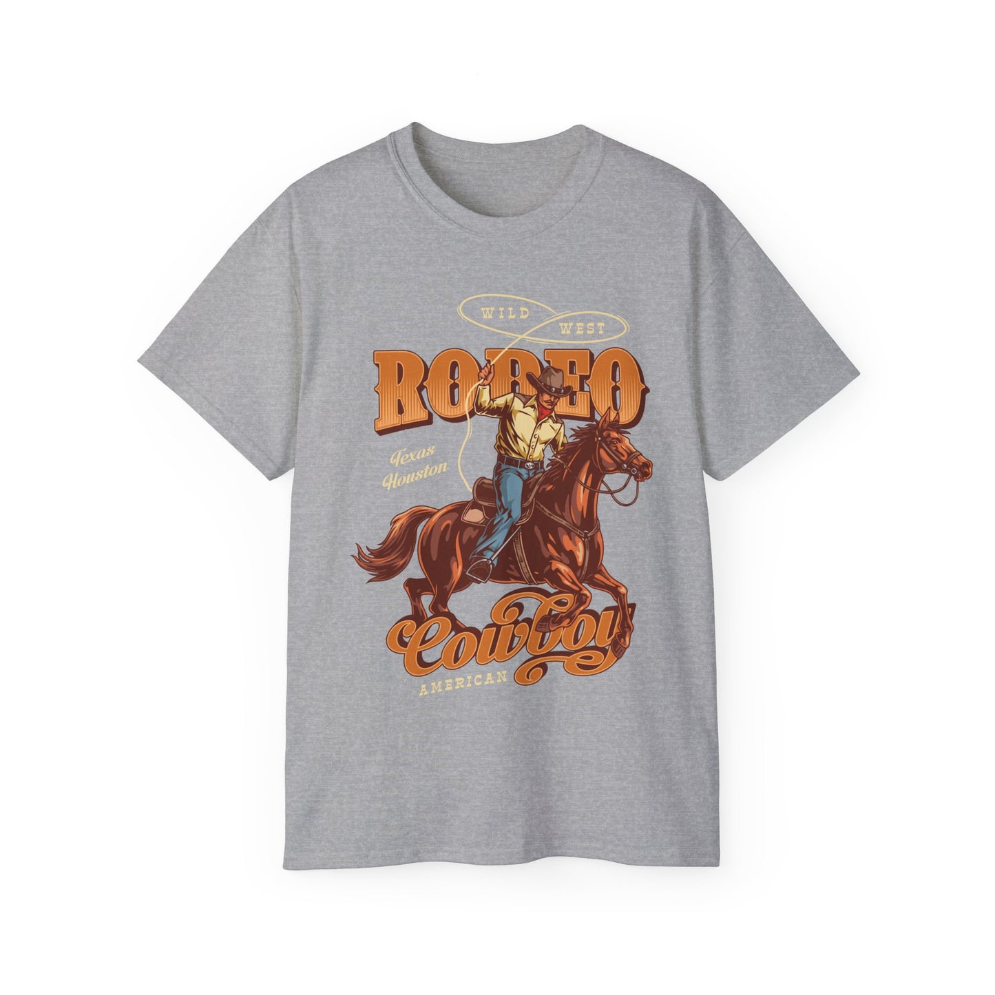 Unisex Ultra Cotton Tee - Wild West - Houston, Texas - American Rodeo Cowboy