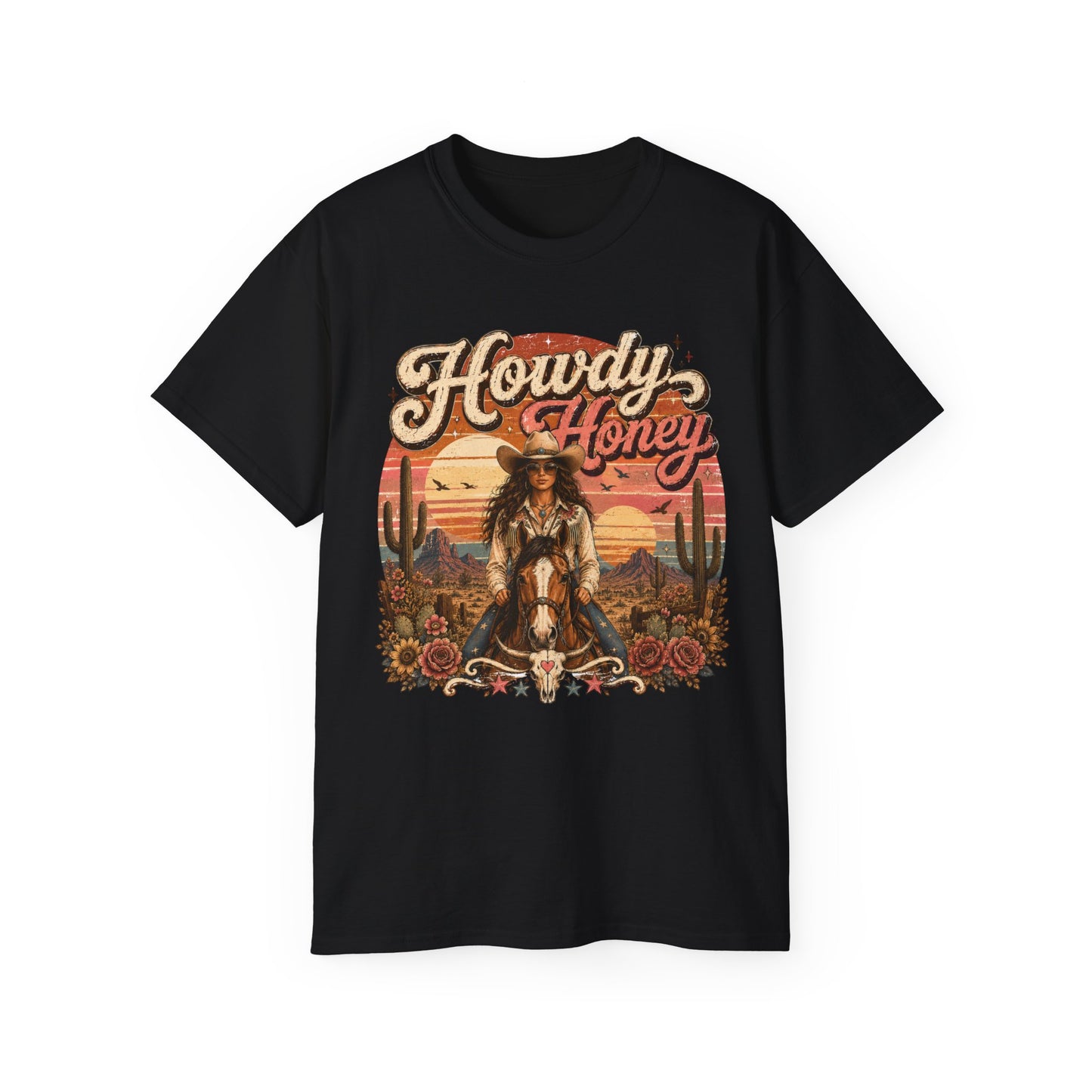 T-Shirt - Howdy honey cowgirl sunset vibes