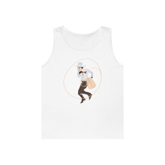 Unisex Heavy Cotton Tank Top - Rodeo - Mexican Cowboy - Lariat