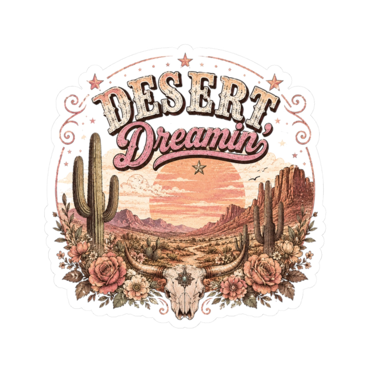 Kiss-Cut Sticker — Desert dreamin' in vintage hues