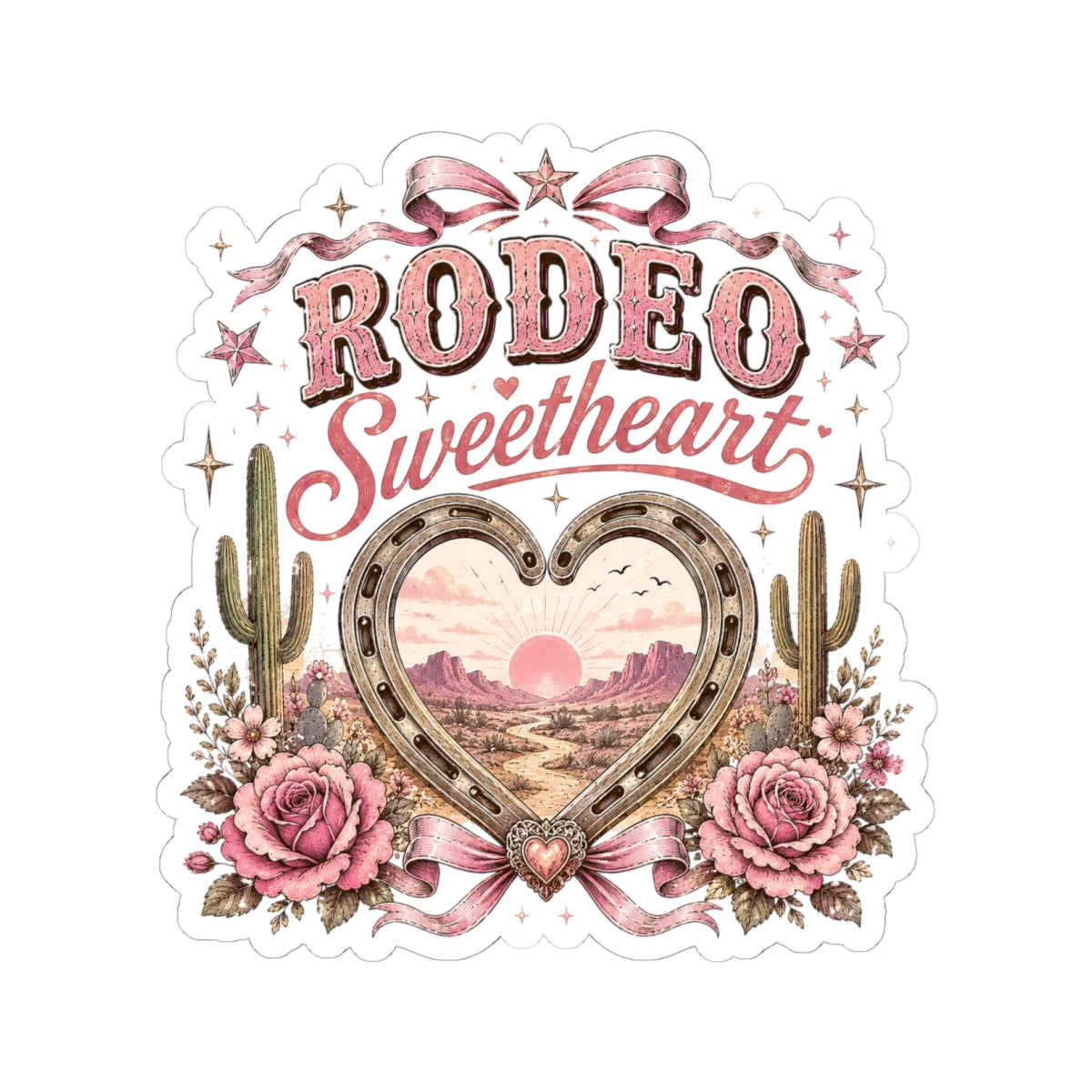Kiss-Cut Sticker — Rodeo sweetheart with floral details