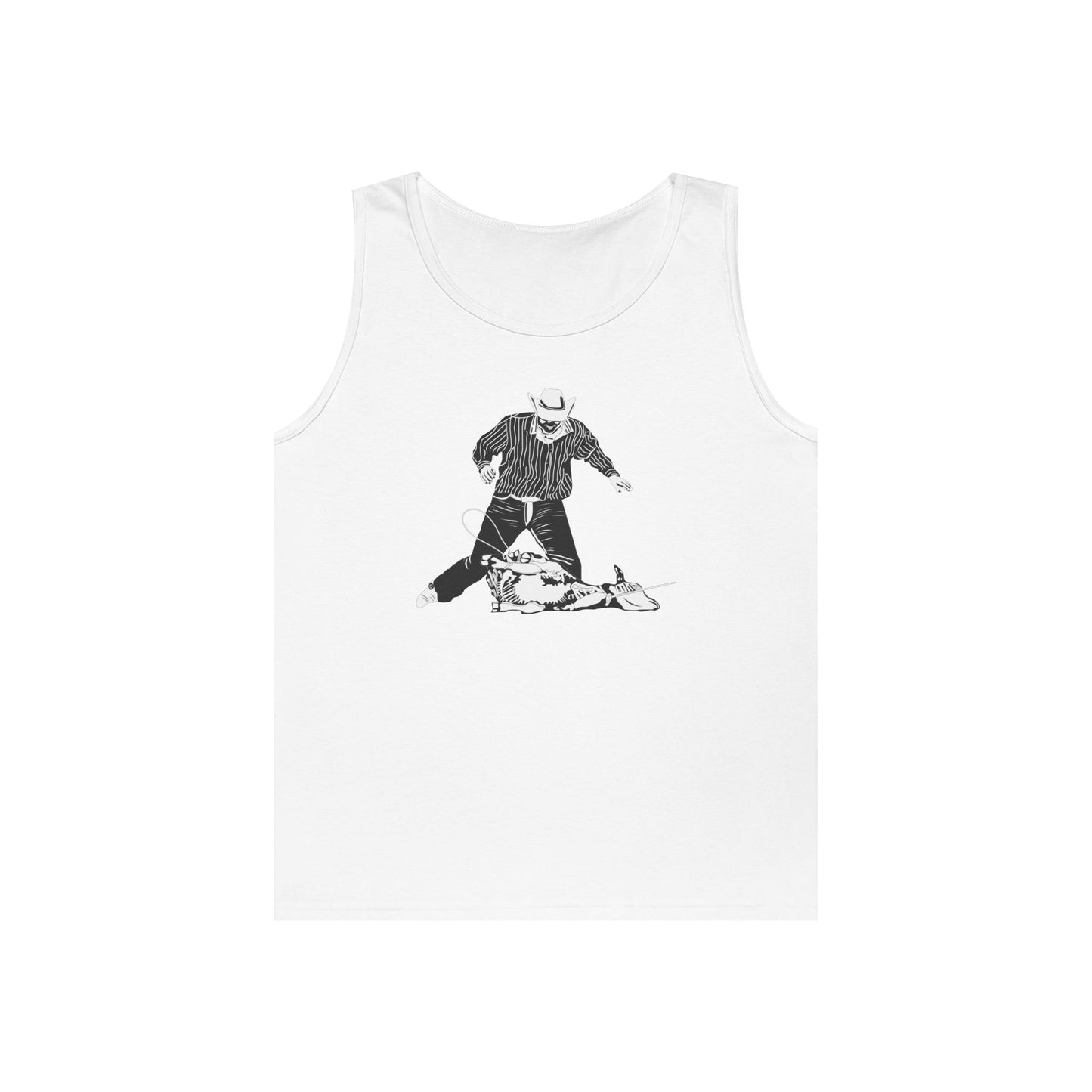 Unisex Heavy Cotton Tank Top - Calf Roping - BW