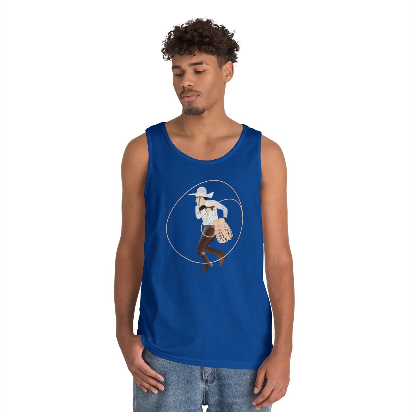 Unisex Heavy Cotton Tank Top - Rodeo - Mexican Cowboy - Lariat