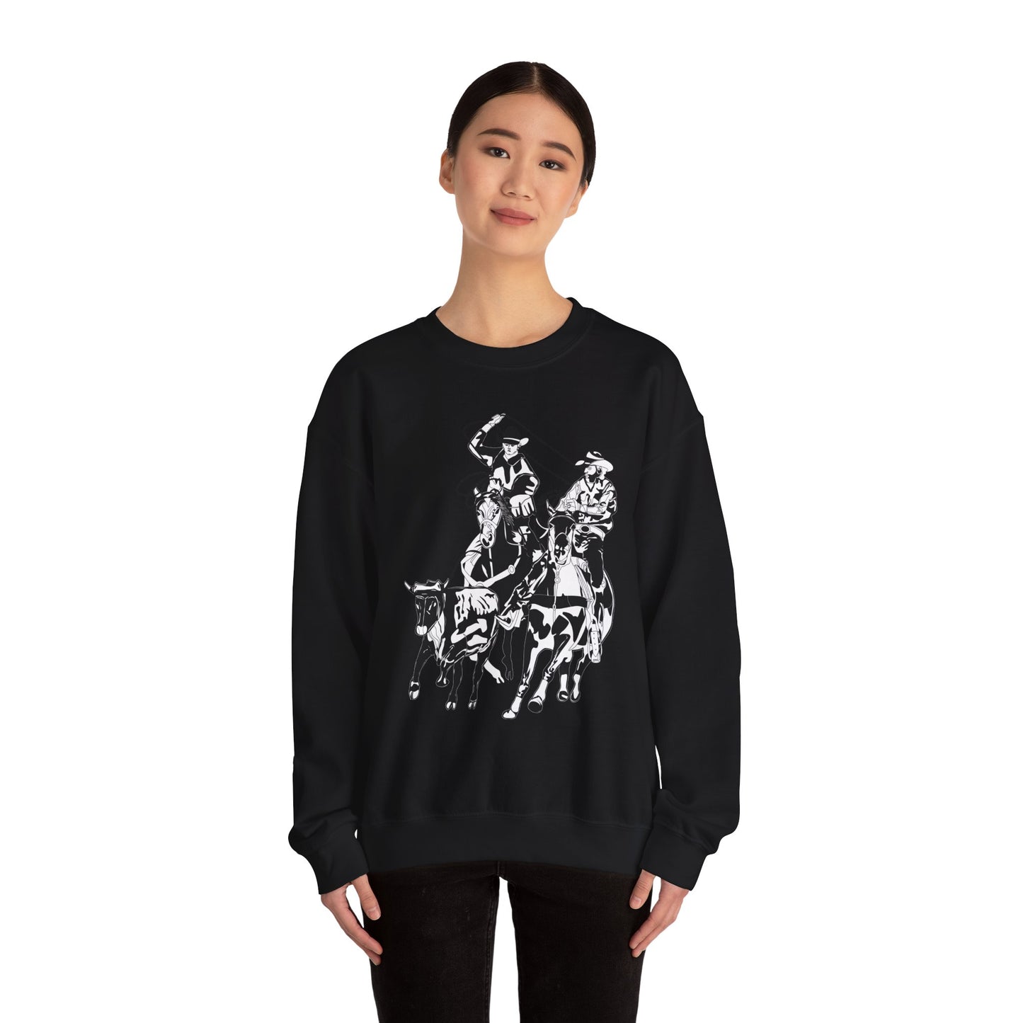 Crewneck Sweatshirt - California Rodeo - Salinas Team Roping - BW