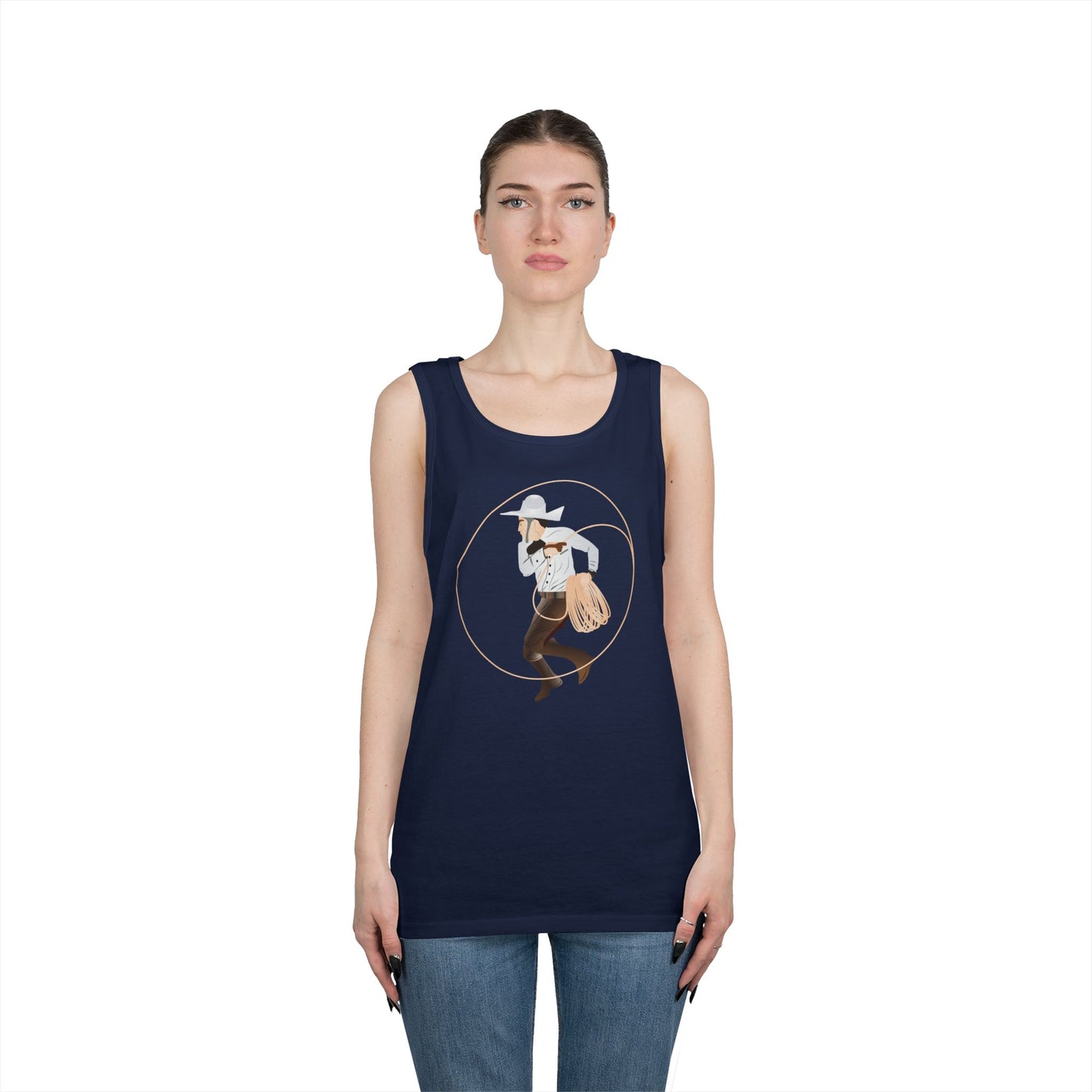 Unisex Heavy Cotton Tank Top - Rodeo - Mexican Cowboy - Lariat