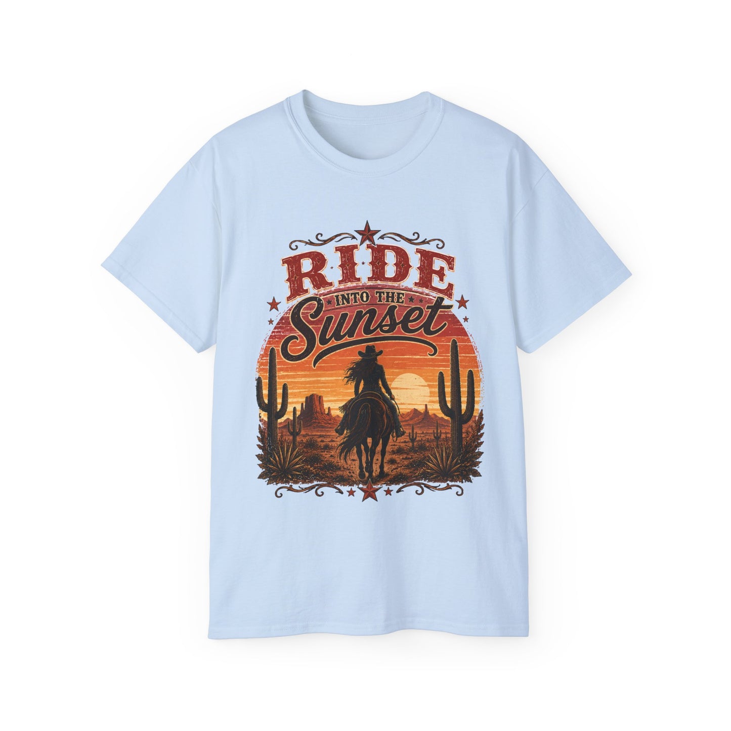 T-Shirt - Riding into the desert sunset