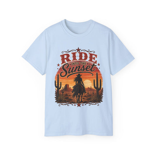 T-Shirt - Riding into the desert sunset