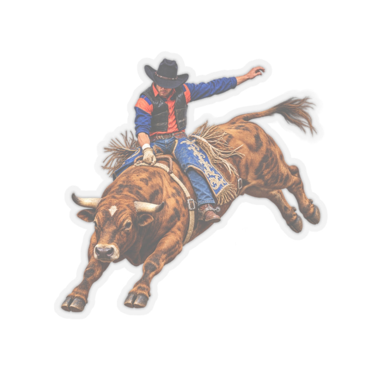 Kiss-Cut Stickers - Cowboys - Bull Rider - Oblique - without Text - 3D Transparent