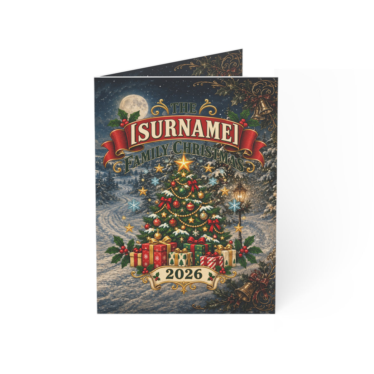 Personalized Family Christmas Tree Card Greeting Cards