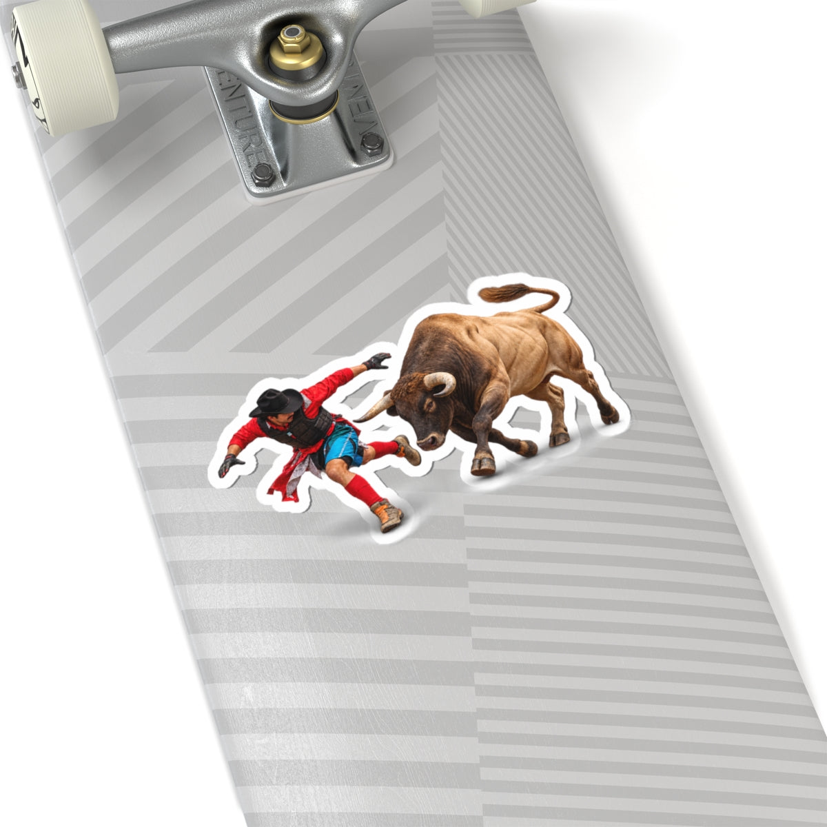 Kiss-Cut Stickers - Cowboys - Bull Chasing Clown - Ground Shadow - without Text - 3D Transparent