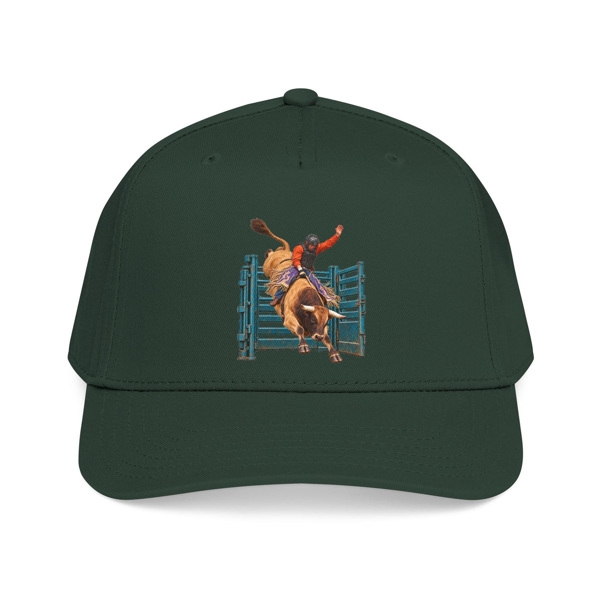 Mid Profile Baseball Cap — Cowboys - Bull Rider - Out of the Chute - without Text - 3D Transparent