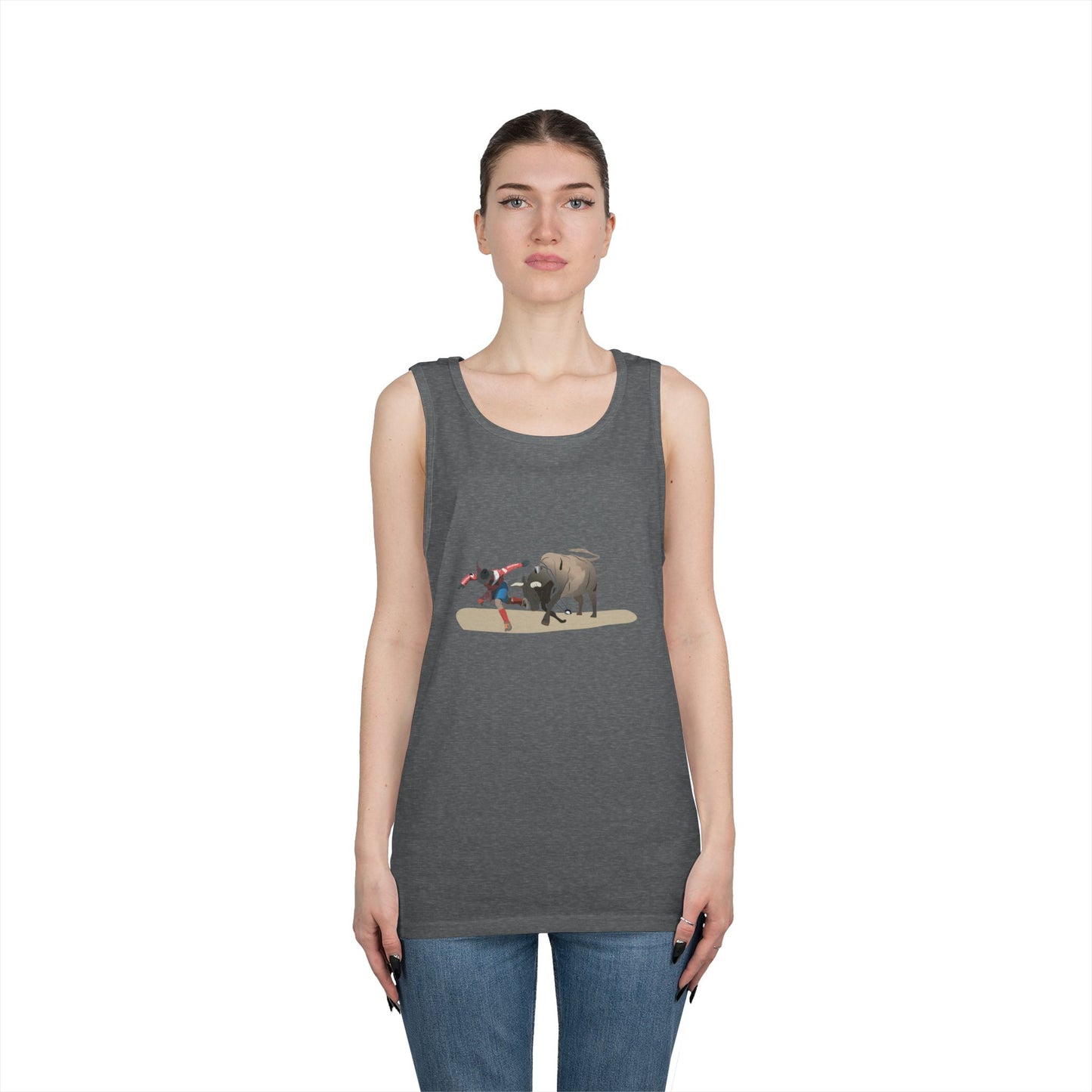 Unisex Heavy Cotton Tank Top - Rodeo - Bull and Clown
