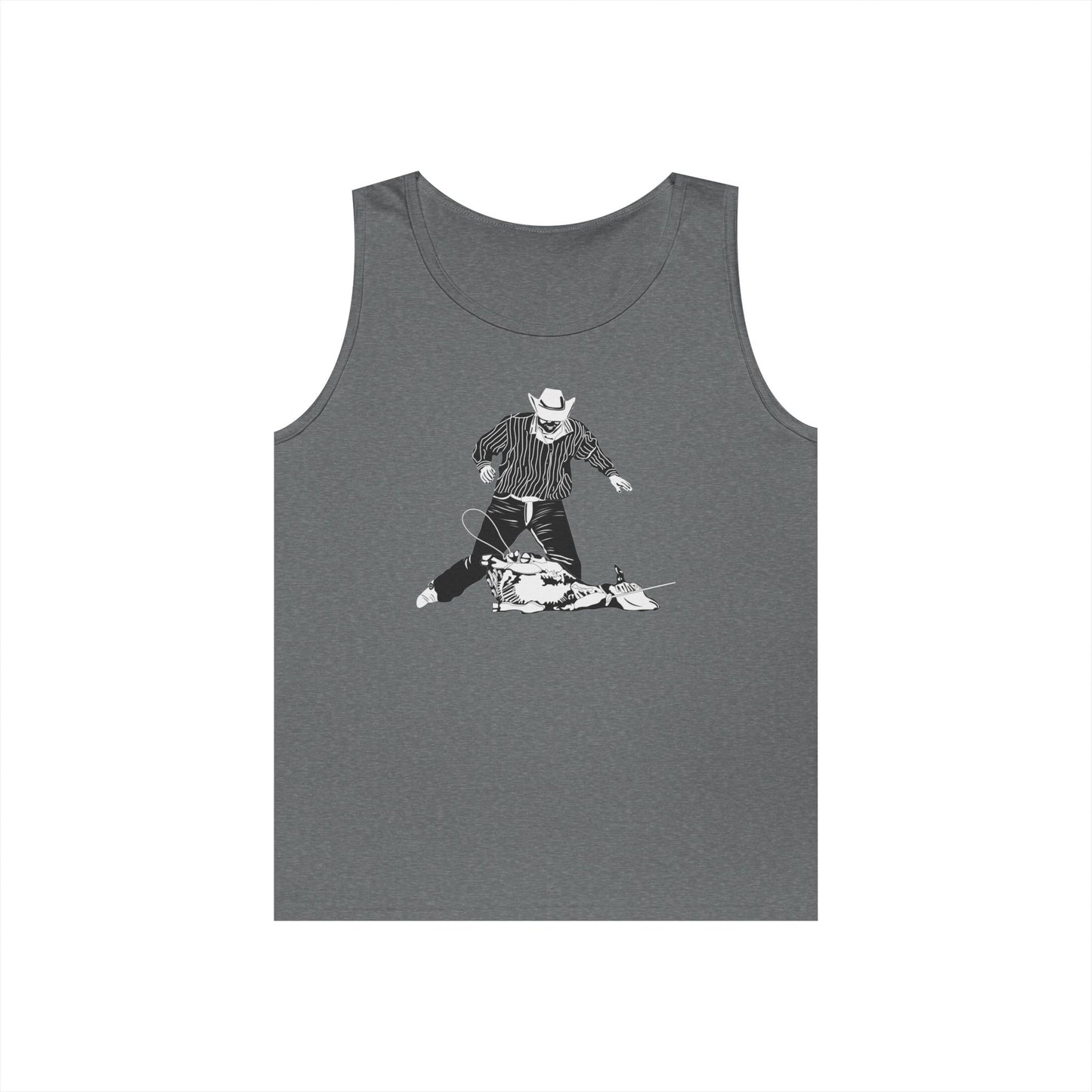 Unisex Heavy Cotton Tank Top - Calf Roping - BW