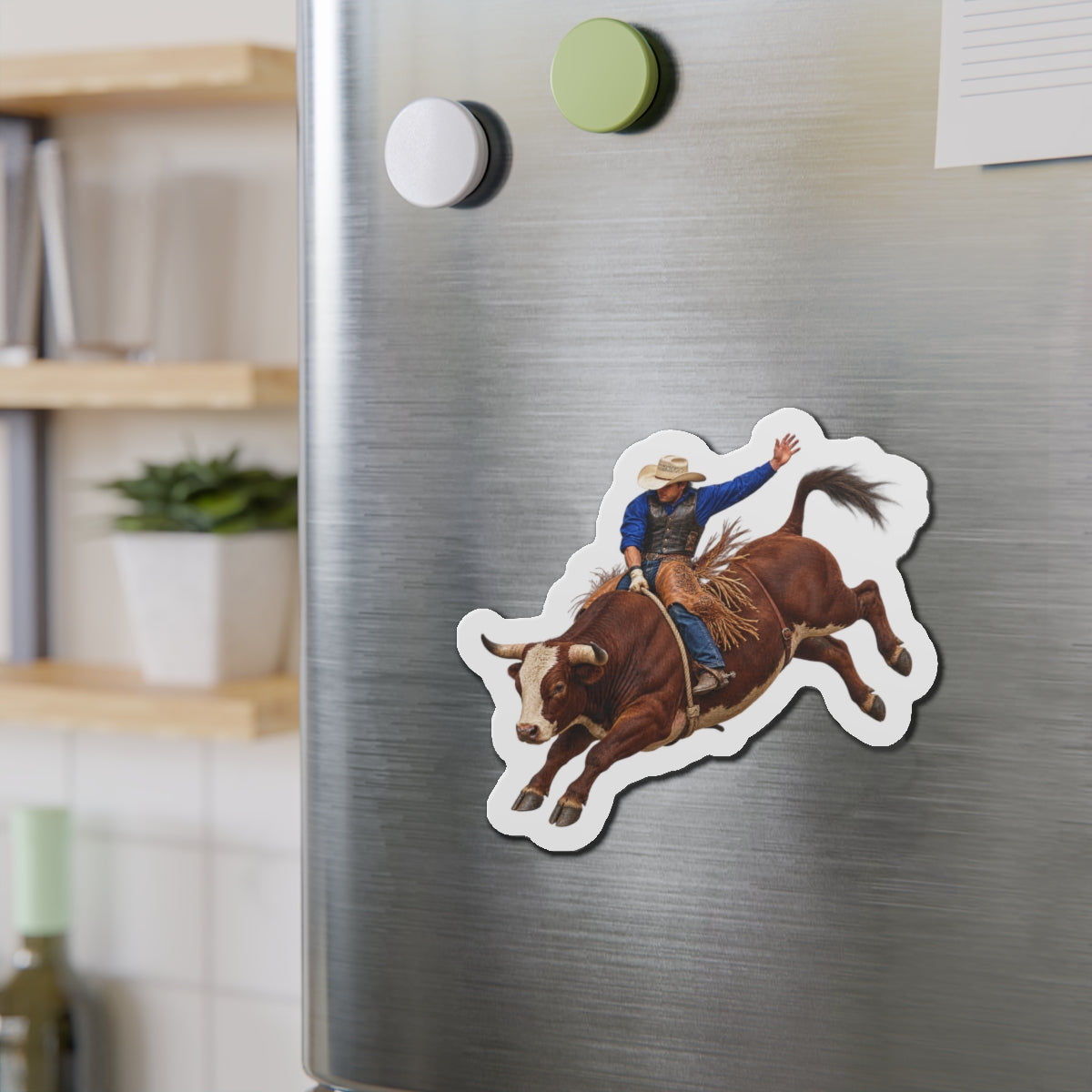 Die-Cut Magnets — Cowboys - Bull Rider - Oblique - without Text - 3D Transparent