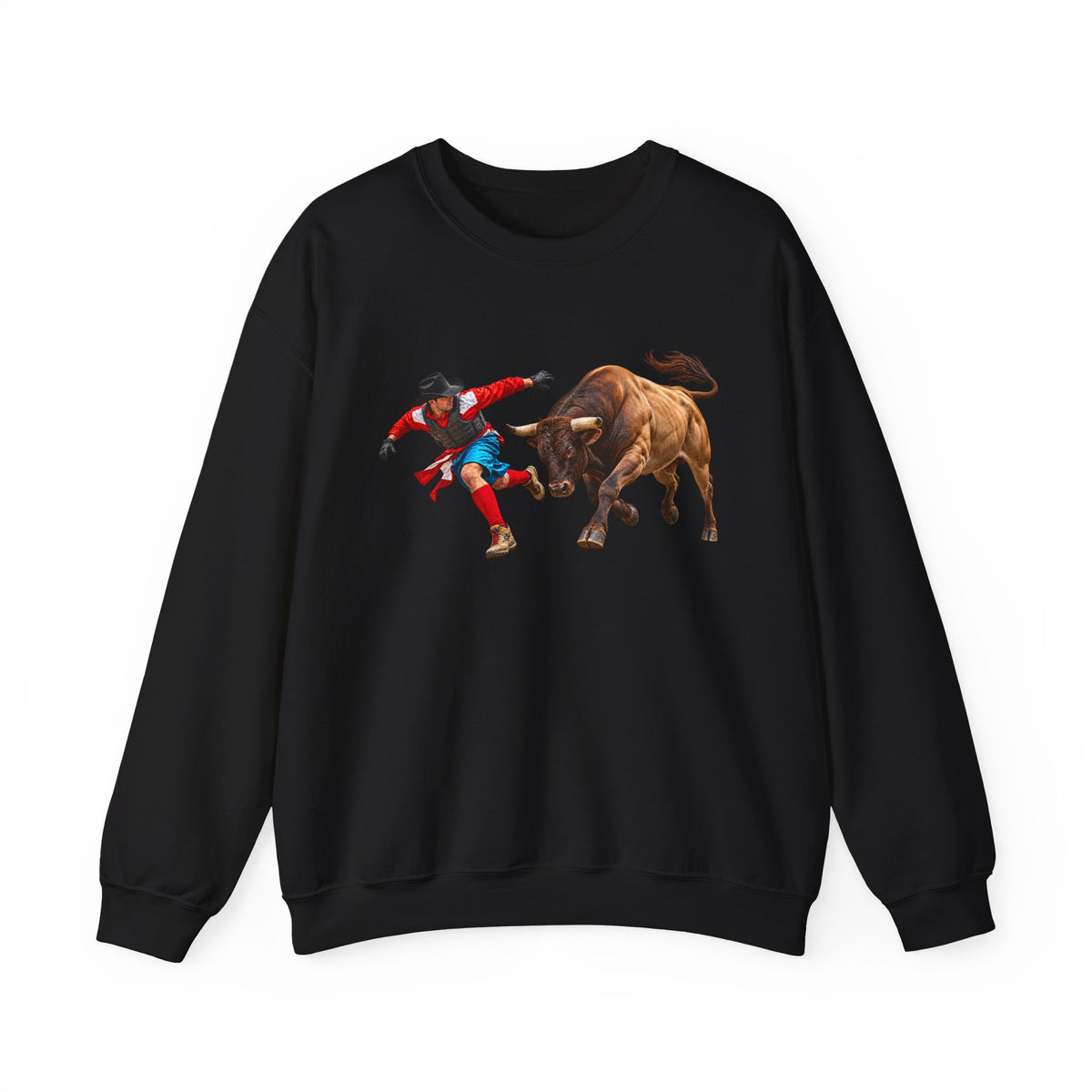 Crewneck Sweatshirt - Cowboys - Bull Chasing Clown - without Text - 3D Transparent