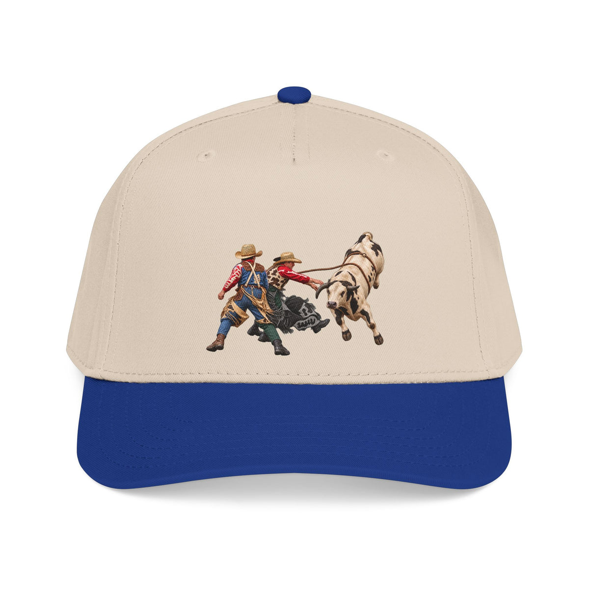 Mid Profile Baseball Cap — Cowboys - Clowns and Bull - without Text - 3D Transparent