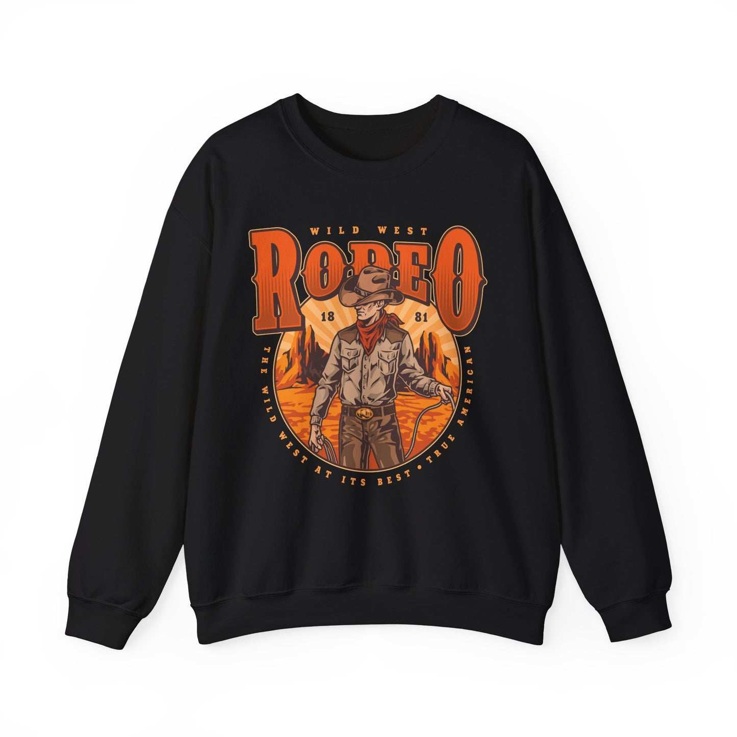 Crewneck Sweatshirt - Wild West Rodeo - True American - The Wild West At Its Best