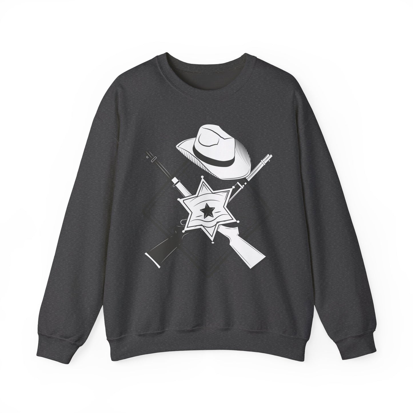 Crewneck Sweatshirt - Vintage Cowboy w Rifles and Hat