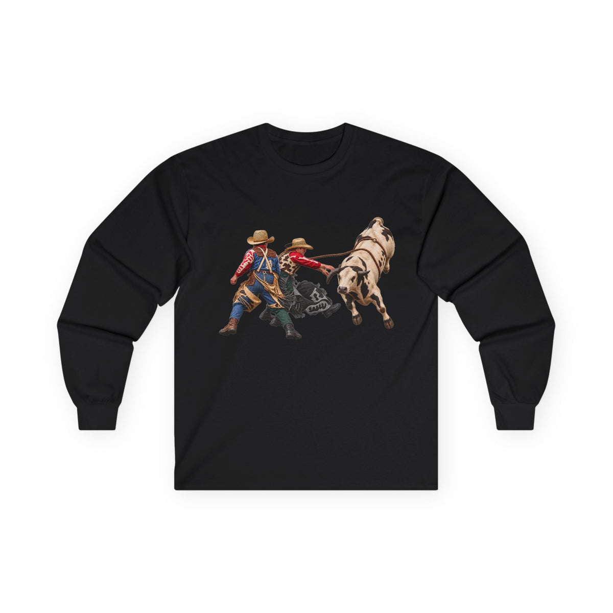 Unisex Ultra Cotton Long Sleeve Tee - Cowboys - Clowns and Bull - without Text - 3D Transparent