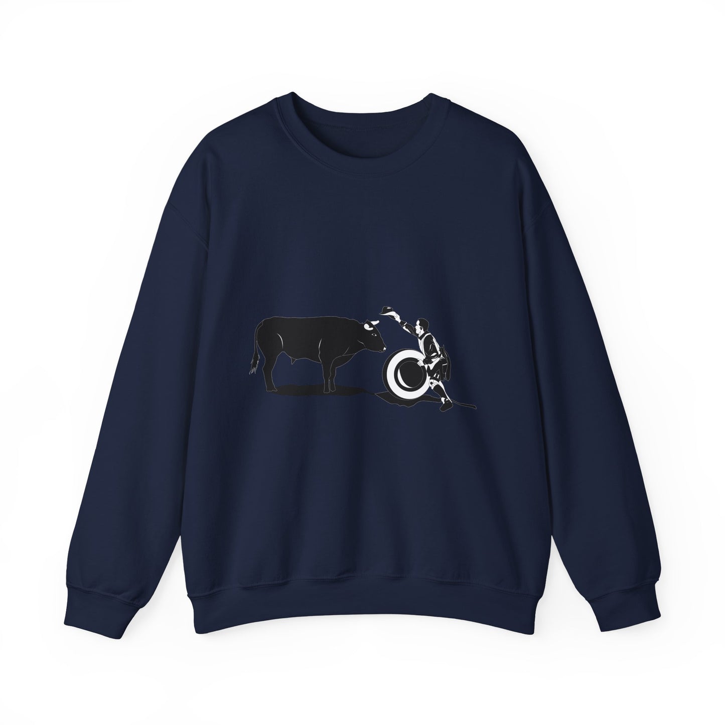 Crewneck Sweatshirt - Clown and Bull - BW
