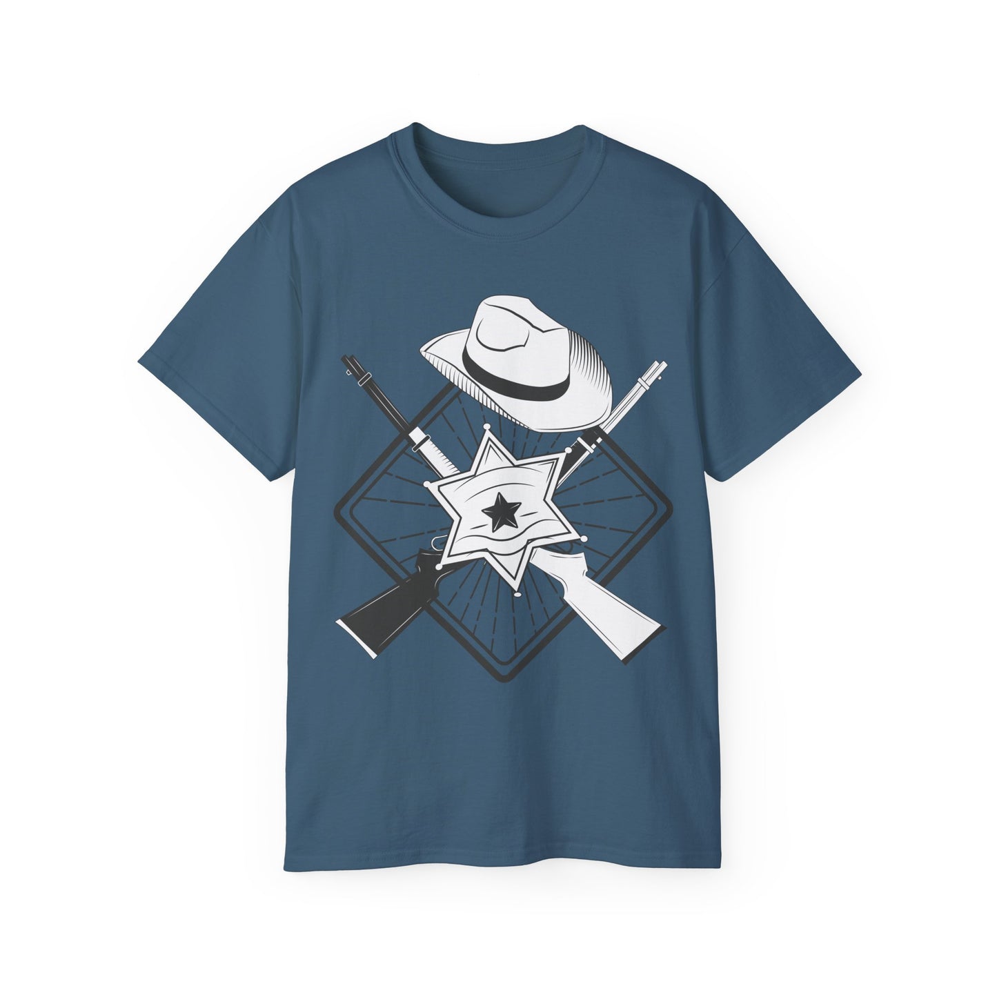 Unisex Ultra Cotton Tee - Vintage Cowboy w Rifles and Hat